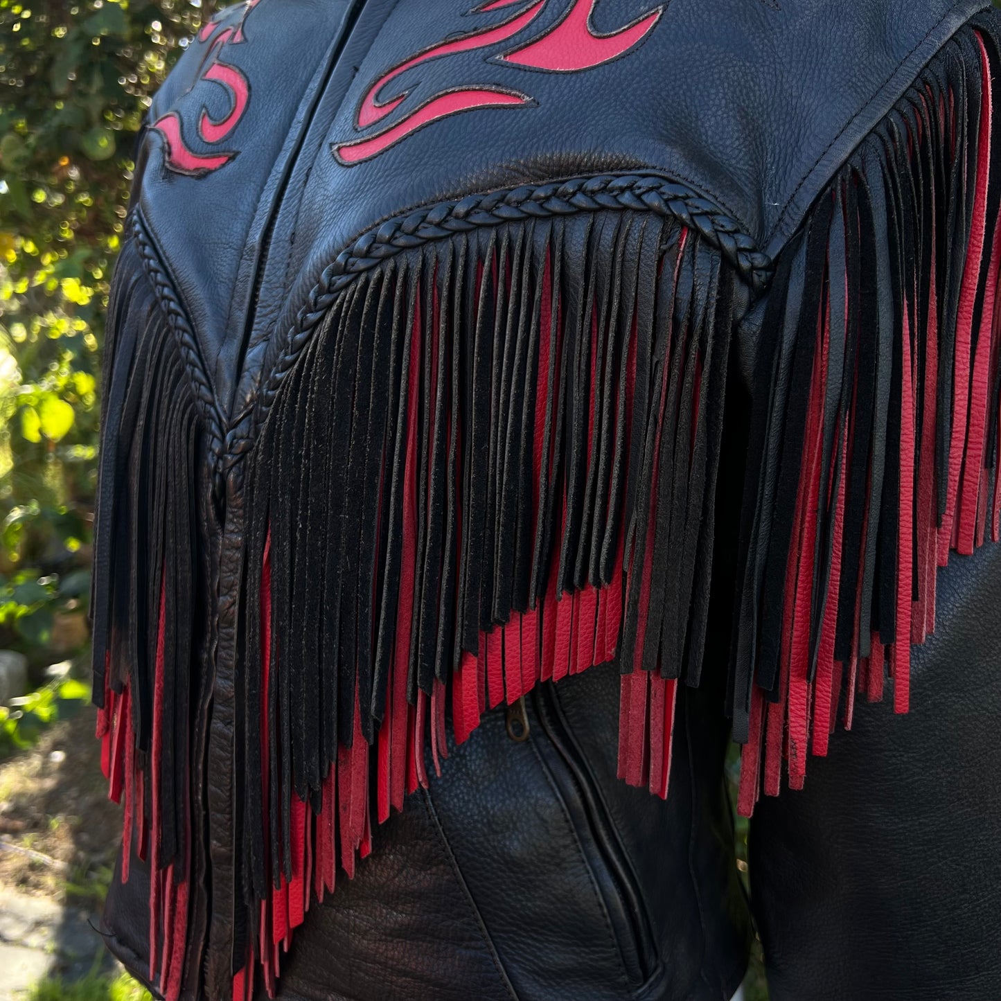 90’s Vintage Women's Leather Fringe Jacket
