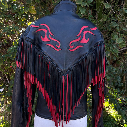 90’s Vintage Women's Leather Fringe Jacket