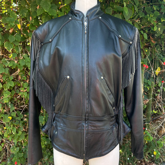 Women’s Vintage Harley Davidson Leather Fringe Jacket