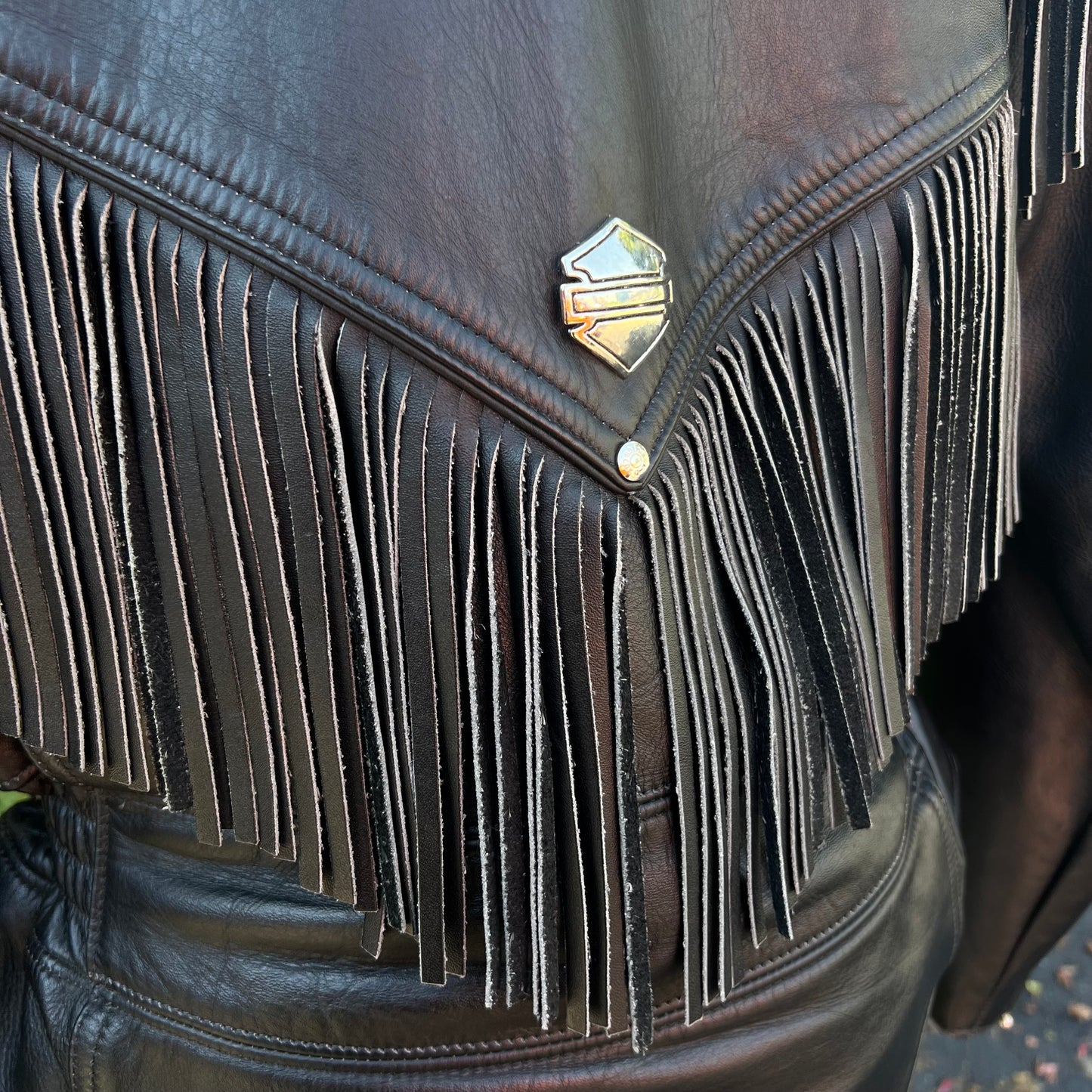 Women’s Vintage Harley Davidson Leather Fringe Jacket